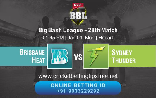 Cricket Betting Tips And Match Prediction For Brisbane Heat vs Sydney Thunder 28th Match Tips With Online Betting Tips Cbtf Cricket-Free Cricket Tips-Match Tips-Jsk Tips 