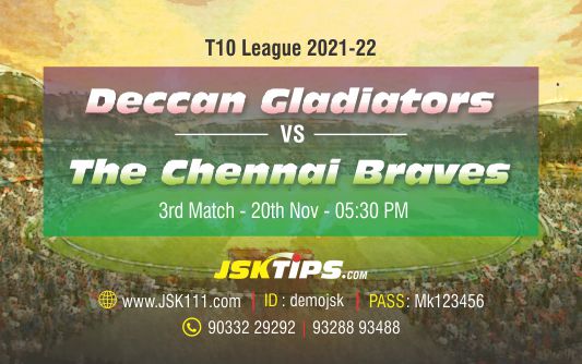 Cricket Betting Tips And Match Prediction For Deccan Gladiators vs The Chennai Braves 3rd Match Tips With Online Betting Tips Cbtf Cricket-Free Cricket Tips-Match Tips-Jsk Tips