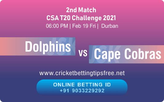 Cricket Betting Tips And Match Prediction For Dolphins vs Cape Cobras 2nd Match Tips With Online Betting Tips Cbtf Cricket-Free Cricket Tips-Match Tips-Jsk Tips 