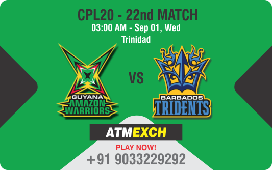 Cricket Betting Tips And Match Prediction For Guyana Amazon Warriors vs Barbados Tridents 22nd Match With Online Betting Tips Cbtf Cricket, Free Cricket Tips, Match Tips, Jsk Tips 