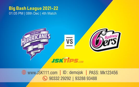 Cricket Betting Tips And Match Prediction For Hobart Hurricanes vs Sydney Sixers 4th Match With Online Betting Tips Cbtf Cricket-Free Cricket Tips-Match Tips-Jsk Tips