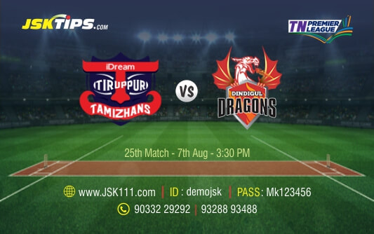 Cricket Betting Tips And Match Prediction For IDream Tiruppur Tamizhans vs Dindigul Dragons 25th Match Tips With Online Betting Tips Cbtf Cricket-Free Cricket Tips-Match Tips-Jsk Tips