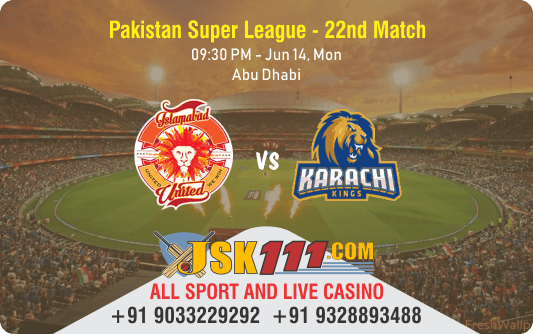 Cricket Betting Tips And Match Prediction For Islamabad United vs Karachi Kings 22nd Match Tips With Online Betting Tips Cbtf Cricket-Free Cricket Tips-Match Tips-Jsk Tips