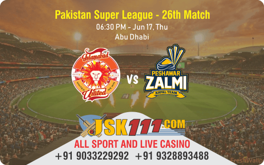 Cricket Betting Tips And Match Prediction For GIslamabad United vs Peshawar Zalmi 26th Match Tips With Online Betting Tips Cbtf Cricket-Free Cricket Tips-Match Tips-Jsk Tips