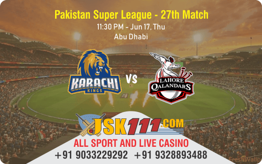 Cricket Betting Tips And Match Prediction For Karachi Kings vs Lahore Qalandars 27th Match Tips With Online Betting Tips Cbtf Cricket-Free Cricket Tips-Match Tips-Jsk Tips
