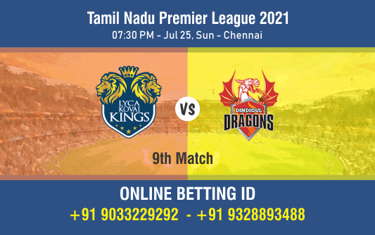 Cricket Betting Tips And Match Prediction For Lyca Kovai Kings vs Dindigul Dragons 9th Match Tips With Online Betting Tips Cbtf Cricket-Free Cricket Tips-Match Tips-Jsk Tips
