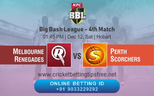 Cricket Betting Tips And Match Prediction For Melbourne Renegades vs Perth Scorchers 4th Match Tips With Online Betting Tips Cbtf Cricket-Free Cricket Tips-Match Tips-Jsk Tips 