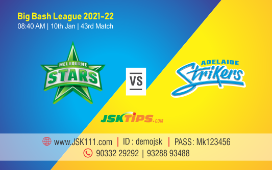 Cricket Betting Tips And Match Prediction For Melbourne Stars vs Adelaide Strikers 43rd Match Tips With Online Betting Tips Cbtf Cricket-Free Cricket Tips-Match Tips-Jsk Tips