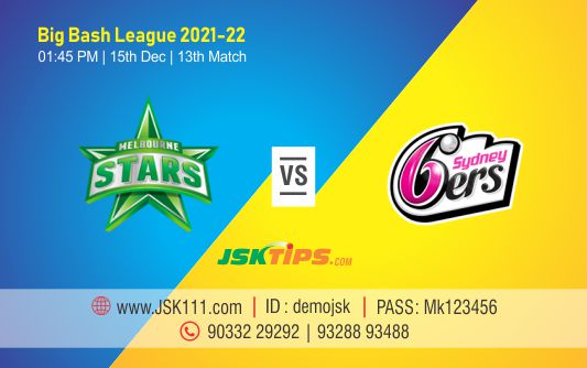 Cricket Betting Tips And Match Prediction For Melbourne Stars vs Sydney Sixers 13th Match Online Betting Tips Cbtf Cricket-Free Cricket Tips-Match Tips-Jsk Tips