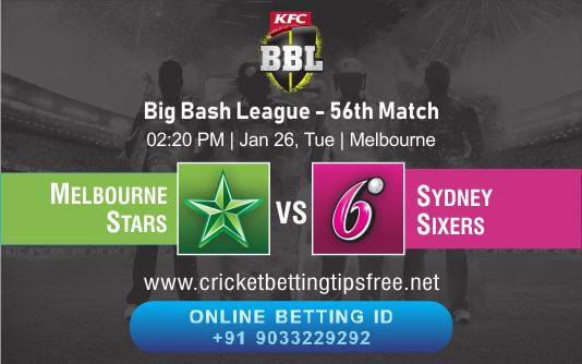 Cricket Betting Tips And Match Prediction For Melbourne Stars vs Sydney Sixers 56th Match Tips With Online Betting Tips Cbtf Cricket-Free Cricket Tips-Match Tips-Jsk Tips 