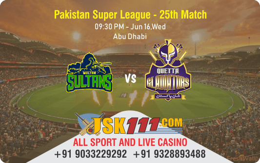 Cricket Betting Tips And Match Prediction For Multan Sultans vs Quetta Gladiators 25th Match Tips With Online Betting Tips Cbtf Cricket-Free Cricket Tips-Match Tips-Jsk Tips