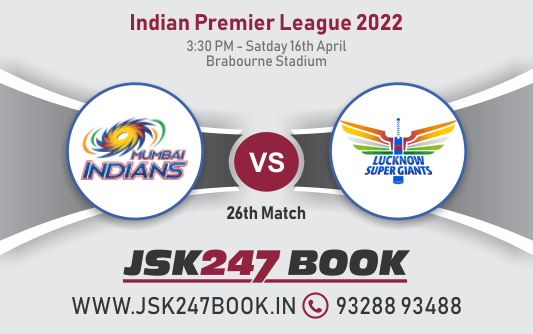 Cricket Betting Tips And Match Prediction For Mumbai Indians vs Lucknow Super Giants 26th Match Tips With Online Betting Tips Cbtf Cricket-Free Cricket Tips-Match Tips-Jsk Tips
