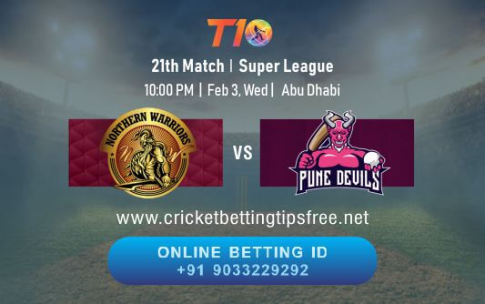 Cricket Betting Tips And Match Prediction For Northern Warriors vs Pune Devils 21st Match Tips With Online Betting Tips Cbtf Cricket-Free Cricket Tips-Match Tips-Jsk Tips