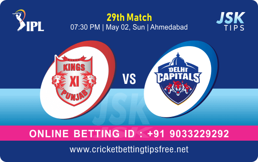 Cricket Betting Tips And Match Prediction For Punjab vs Delhi 29th Match Tips With Online Betting Tips Cbtf Cricket-Free Cricket Tips-Match Tips-Jsk Tips