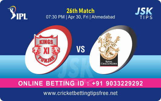 Cricket Betting Tips And Match Prediction For Punjab vs Bangalore 26th Match Tips With Online Betting Tips Cbtf Cricket-Free Cricket Tips-Match Tips-Jsk Tips