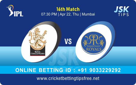 Cricket Betting Tips And Match Prediction For Bangalore vs Rajasthan 16th Match Tips With Online Betting Tips Cbtf Cricket-Free Cricket Tips-Match Tips-Jsk Tips