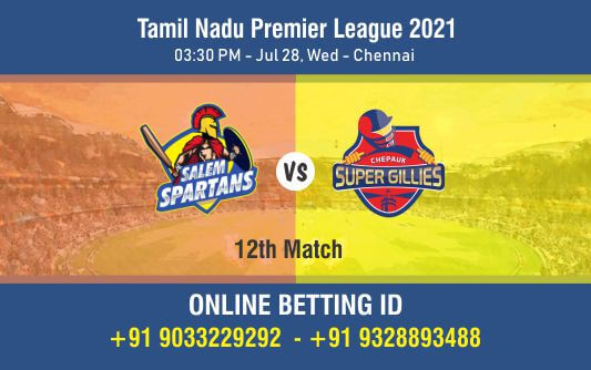 Cricket Betting Tips And Match Prediction For Salem Spartans vs Chepauk Super Gillies 12th Match Tips With Online Betting Tips Cbtf Cricket-Free Cricket Tips-Match Tips-Jsk Tips