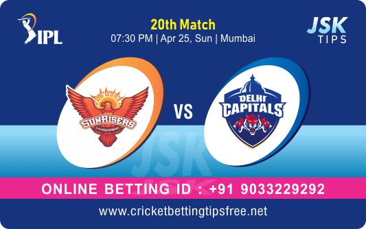 Cricket Betting Tips And Match Prediction For Hyderabad vs Delhi 20th Match Tips With Online Betting Tips Cbtf Cricket-Free Cricket Tips-Match Tips-Jsk Tips