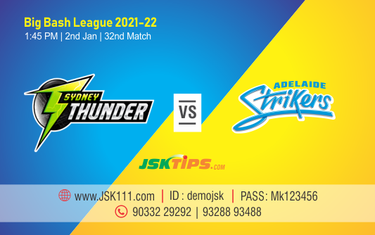 Cricket Betting Tips And Match Prediction For Sydney Thunder vs Adelaide Strikers 32nd Match Online Betting Tips Cbtf Cricket-Free Cricket Tips-Match Tips-Jsk Tips