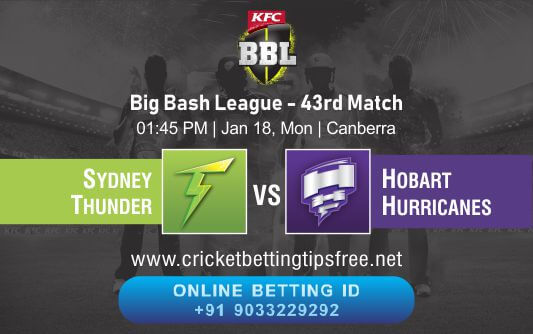 Cricket Betting Tips And Match Prediction For Sydney Thunder vs Hobart Hurricanes 43rd Match Tips With Online Betting Tips Cbtf Cricket-Free Cricket Tips-Match Tips-Jsk Tips 