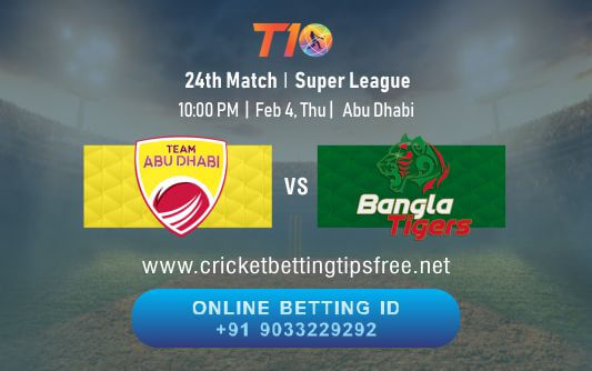 Cricket Betting Tips And Match Prediction For Team Abu Dhabi vs Bangla Tigers 24th Match Tips With Online Betting Tips Cbtf Cricket-Free Cricket Tips-Match Tips-Jsk Tips 