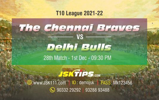 Cricket Betting Tips And Match Prediction For The Chennai Braves vs Delhi Bulls 28th Match Tips With Online Betting Tips Cbtf Cricket-Free Cricket Tips-Match Tips-Jsk Tips