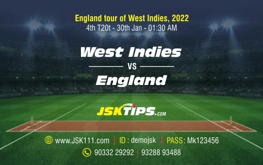 Cricket Betting Tips And Match Prediction For West Indies vs England 4th T20I Match Tips With Online Betting Tips Cbtf Cricket-Free Cricket Tips-Match Tips-Jsk Tips